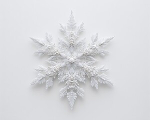 Detailed White Snowflake Design On White Background