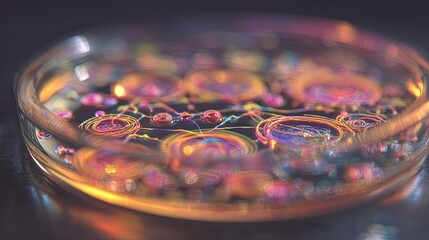 Colorful Abstract Petri Dish Liquid Patterns