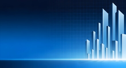 Abstract Blue Technology Background with Cityscape Grid