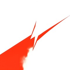Abstract graphic of a red lightning bolt striking across a white background.