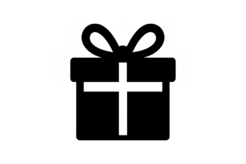 Gift box icon with ribbon, symbolising celebration, holiday giving, and surprise presents, transparent background