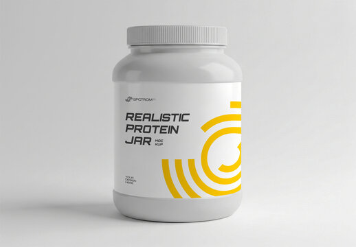 Plastic Protein Jar Mockup