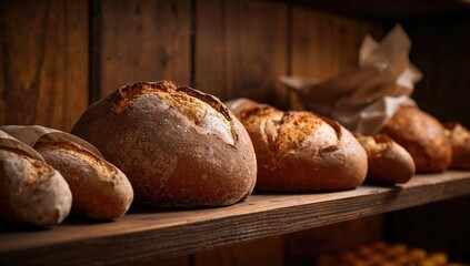 Bakery assortment of brown breads for sale, fiber-dense choice