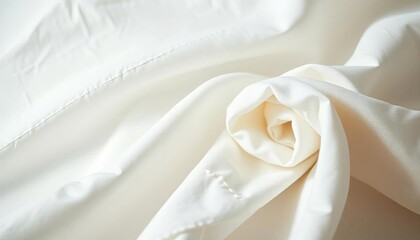 Fototapeta premium Rolled white cotton fabric, soft texture, natural light, soft, white material