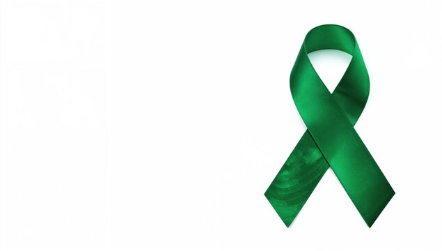 The vivid Jade Green ribbon represents awareness for Liver Cancer and Hepatitis B throughout HVB month, showcased with a sharp and clean clipping path.