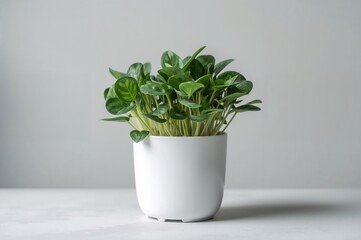 Indoor Asplenium nidus displayed in a white pot featuring green leaves and natural growth