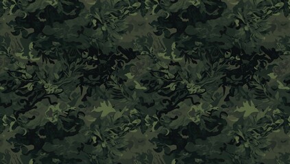 Fototapeta premium Seamless 2D pattern with green military camouflage design