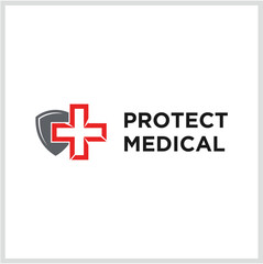 Medical Protection Logo Cross and Shield Design for Healthcare and Safety | EPS Vector Illustration