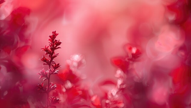 Blurred floral background featuring a vibrant red flower, ideal for editorial use