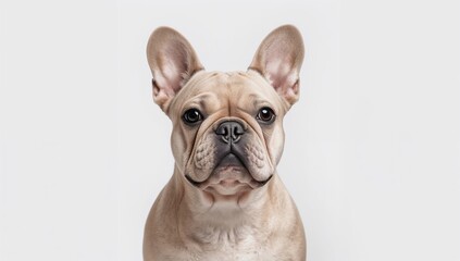 Fototapeta premium Studio portrait of a charming small bulldog against a plain white backdrop