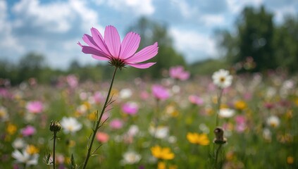 Delicate cosmos blossom set against a photo editing backdrop
