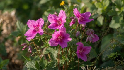 Obraz premium Geranium wallichianum 'Sylvia's Surprise' PBR blooming in summer, seasonal beauty
