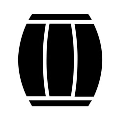 Black and white vector icon of a wooden barrel or drum, symbolizing storage, agriculture or etc.