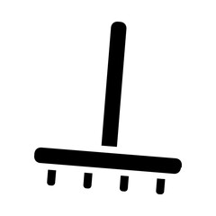 Simple rake icon representing gardening, cleaning, or agricultural maintenance. Great for eco and outdoor work graphics.