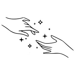 Obraz premium magical connecting hands line art vector