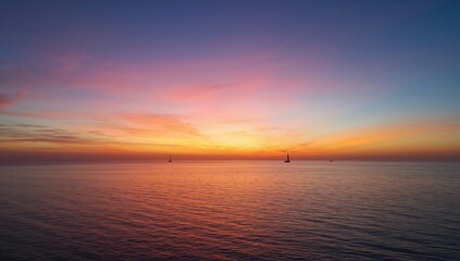 Vibrant Sunset Over the Ocean with Color Reflections, seasonal change