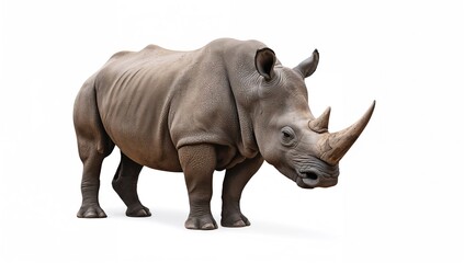 Obraz premium Single rhinoceros on a plain white background