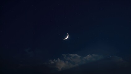 Crescent half moon in December, symbolizing seasonal change