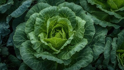 Fototapeta premium Organic garden vegetables including green oak, red oak, and Chinese kale ready for harvest