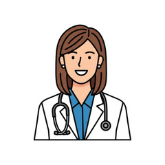 Smiling female doctor with a stethoscope isolated on transparent background