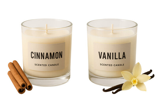 Scented candles “Cinnamon” and “Vanilla”. Atmosphere of calm and comfort.