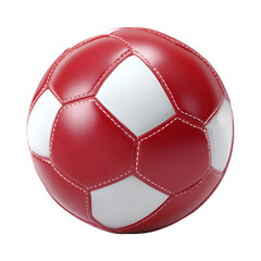Classic red and white soccer ball with hexagonal panels isolated studio shot