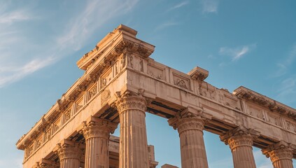 Fototapeta premium Intricate Features of an Ancient Temple in Greece, preservation