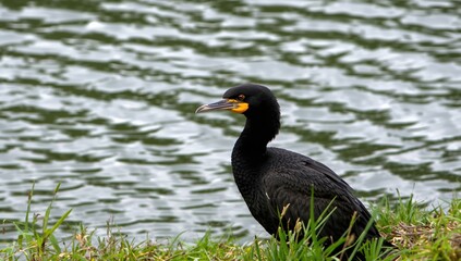 Cormorant bird resting, focus on wildlife behavior, Earth Day