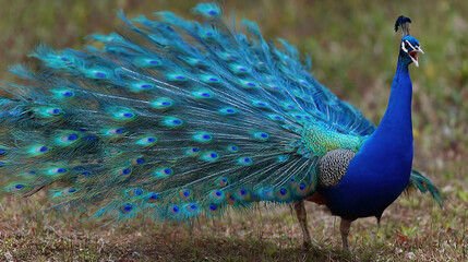 Obraz premium A beautiful male peacock
