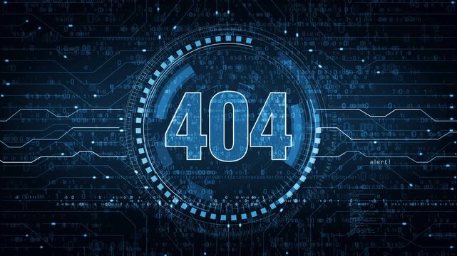 Error 404 page not found oops problem symbol abstract digital concept. Network, cyber technology and computer background seamless and looped.