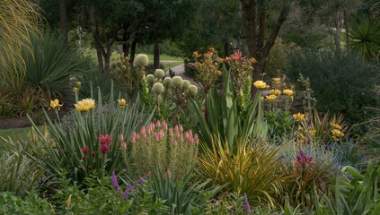 Exotic flora in an Australian garden setting, showcasing biodiversity, Earth Day
