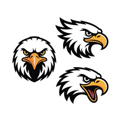 Obraz premium Set of Cool Eagle Head with American Flag Cap Vector Illustration