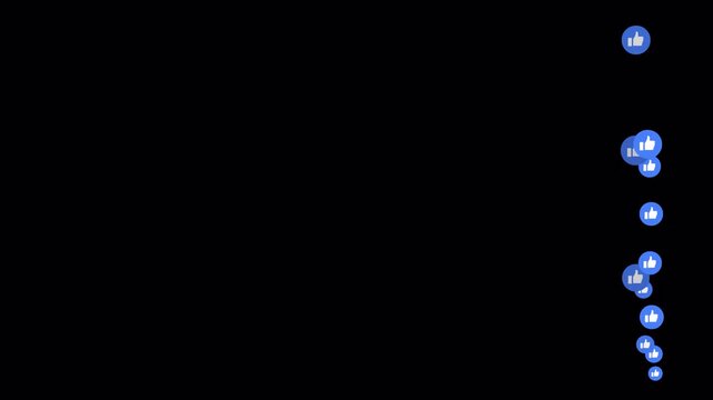 Social media live streaming with animated like and thumb up on alpha channel. 4K animation video