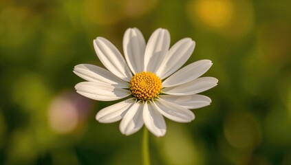 Obraz premium Close-up of an anthemis arvensis flower, showcasing delicate white petals, spring bloom, botanical interest