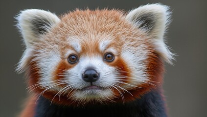 Obraz premium Close-up of a Charming Red Panda's Face in the Wild