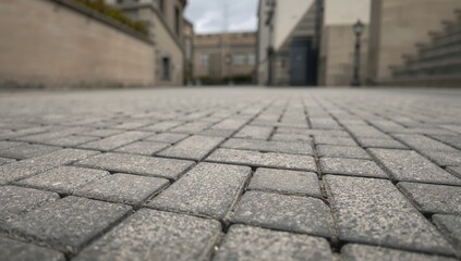 Beautifully designed paving block pattern on a sidewalk, functional backdrop for urban design