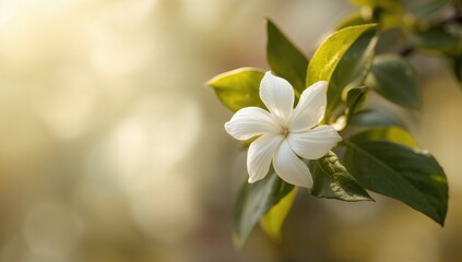 Fototapeta premium Close-up of jasmine flowers, vibrant summer blooms, suitable for editorial header background