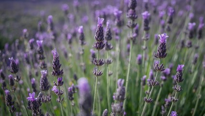 Outdoor floral scene with blooming lavender in a vibrant meadow during spring