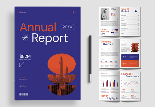 Creative Annual Business Report Brochure Template with Financial Highlights