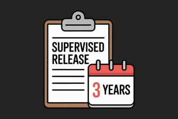 Supervised release document and calendar showing 3 years concept for legal justice and probation services