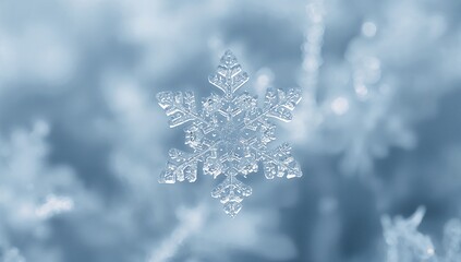 Macro view of a snowflake forming a frosty abstract background