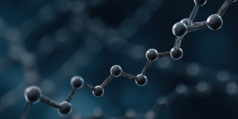 Detailed molecular structure on blue background