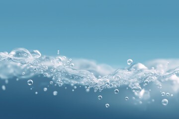 Close-up of clear water with bubbles against soft blue background