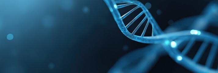Close-up of dna helix with soft lighting on blue background