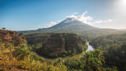 Tropical volcanic terrain in a scenic natural setting