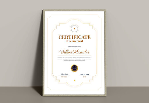 Elegant Classic Certificate Award Design with Gold Accents