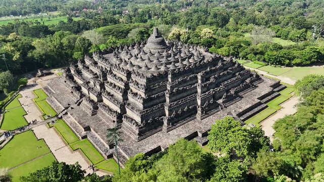 Aerial view of Borobudur ancient temple. Indonesia.