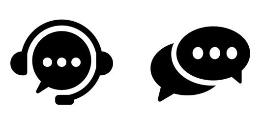 Customer support and online chat icon set vector, symbolizing call center, helpdesk, communication, and business services