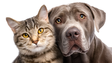 Adorable cat and gentle giant dog together forever companionship best friends