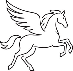 Obraz premium Majestic winged horse pegasus silhouette mythical creature art drawing